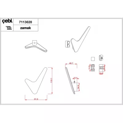 Крючок двойной A7113 020 PC27 (антрацит полимер) серия GIGI