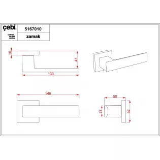 Ручки дверные CEBI CUBE SQ цвет МР19 (матовый хром)