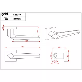 Ручки дверные CEBI SATA SQ цвет МР02 (хром)