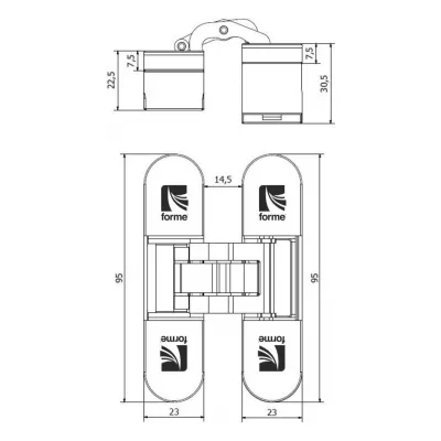 FORME INVISIO Скрытая петля F40.31 БРОНЗА