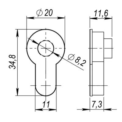 Вставка под шток ET.TANG.UNI (CYLINDER) SC-14 матовый хром