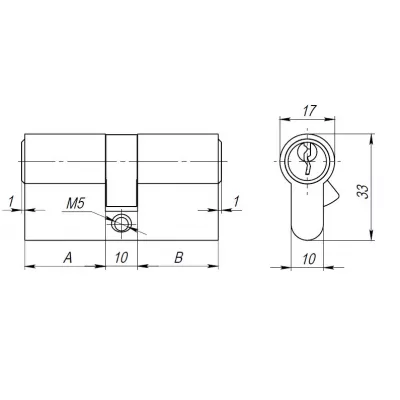 Цилиндровый механизм (AX100/60) AX1000Key60 (25+10+25) PB латунь