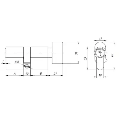 Цилиндровый механизм (AX102/60) AX1002Knob60 (25+10+25) CP хром с вертушкой