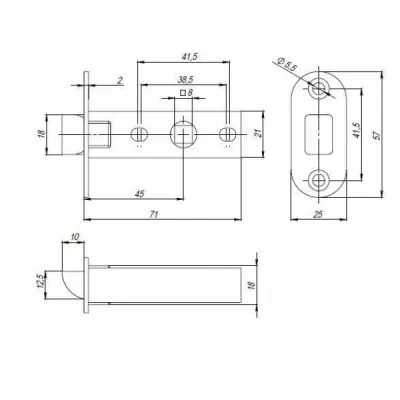 Защелка PLASTPL45-R25 (PL45-R25) (врезная) SN мат. никель упаковка