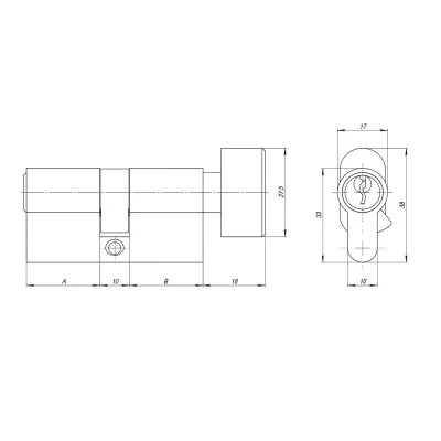 Цилиндровый механизм (AZ102/80) AZ1002Knob80 (35+10+35) CP хром