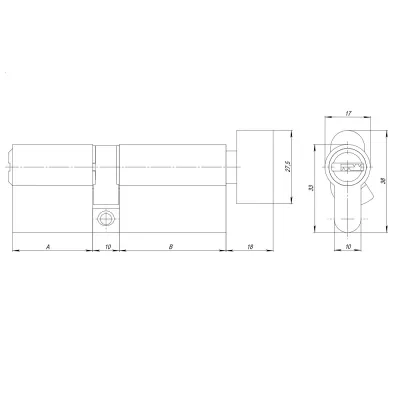 Цилиндровый механизм (AZ202/60) AZ2002Knob60 (25+10+25) CP хром