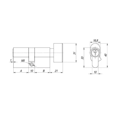 Цилиндровый механизм (AX102/70) AX1002Knob70 (30+10+30)/HD CP хром 4Key с вертушкой