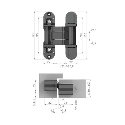 Петля скрытой установки U3D8000.VPG SG мат. золото TECH/NO LOGO