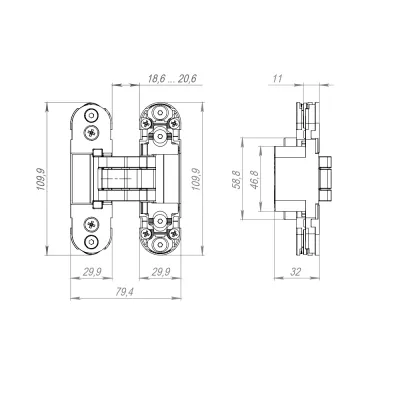 Петля скрытой установки U3D2000.TG BL черный