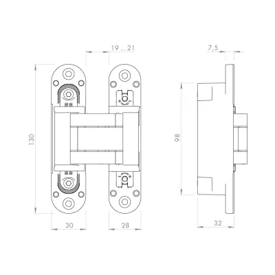 Петля скрытой установки U3D5000.VPG BL черный TECH