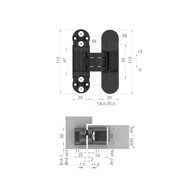 Петля скрытой установки U3D2000.TG FSG флор. золото