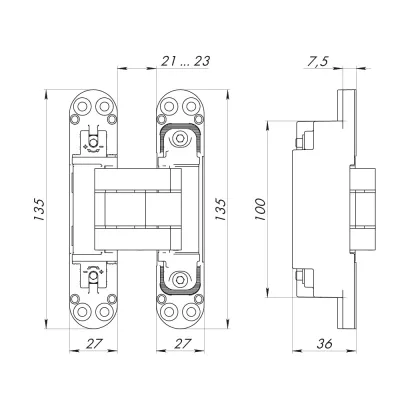 Петля скрытой установки U3D7800.VPG AB бронза TECH