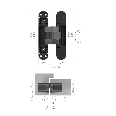 Петля скрытой установки U3D7800.VPG WH белый TECH