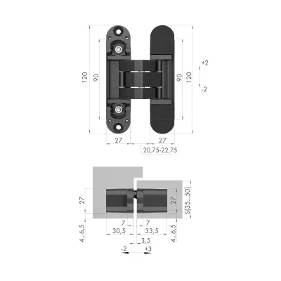 Петля скрытой установки U3D7000 FSG флор. золото TECH