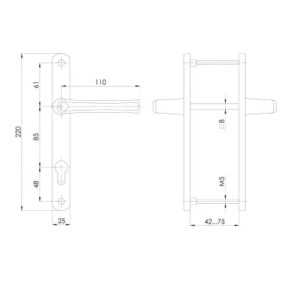 Ручка на планке HANDLE.85.25.67-75 RAL 9016